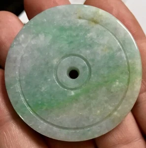 NACHLASS RIESIG 2"" NATÜRLICHE BURMESISCH BLUMENGRÜN JADEIT JADE A DONUT ANHÄNGER 54 Gramm - Bild 1 von 9