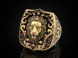 Lion King Gold Ring, King of Wild Animal | Mens Lion Ring, mens gold ring - Picture 1 of 8