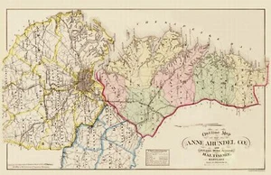 Mappa storica della contea - Contea di Anne Arundel Maryland - Hopkins 1878 - 23 x 35,41 - Foto 1 di 20