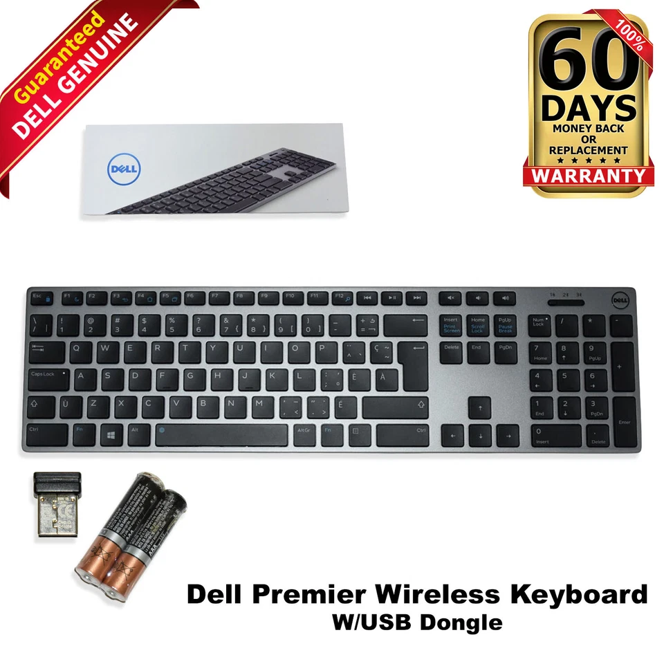 Dell WK717 Premier Wireless Bluetooth Keyboard with USB Receiver Canadian Layout - Image 1 of 4