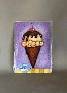 Set Of 4 Dessert Themed Whimsy Art Prints, Fits 5” X 7” Frames, New In Package! - Picture 1 of 4