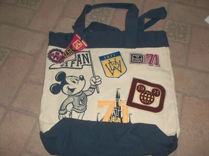 Disney Parks Exclusive Mickey Mouse WDW 1971 Varsity Collegiate Canvas Tote Bag - Picture 1 of 2