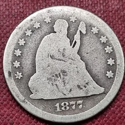 1877 Seated Liberty Quarter 25c Circulated #68559 - Image 1 of 2