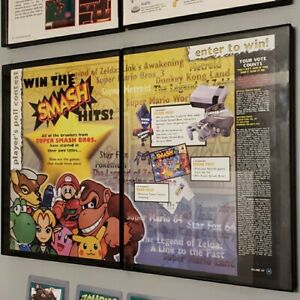 FRAMED Retro 1998 Super Smash Bros concours publicité/affiche N64 jeu vidéo art mural