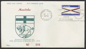 1970 #505 Manitoba Centennial FDC Darnell Cachet Ottawa - Bild 1 von 2