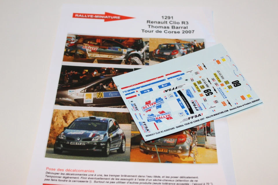 DECALS 1/43 RENAULT CLIO AUGOYARD TOUR DE CORSE 2007 WRC RALLYE RALLY FRANCE - Изображение 1 из 1