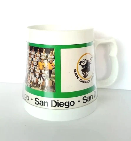 Vintage San Diego Padres Team Photo Insulated Coffee Cup 7 Up Thermo Serv USA Cover