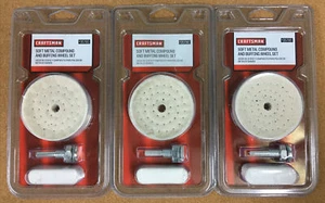 3 Pks. CRAFTSMAN 3" 40 PLY BUFFING WHEEL SET w/SOFT METAL COMPOUND #35790 NEW. - Picture 1 of 3