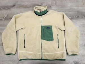 Vintage Patagonia Retro-X Deep Pile Fleece Jacket Mens L Natural Oatmeal Green - Bild 1 von 10