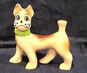 Boxer cane statuina collare verde in piedi 4" t 4,25" con ceramica Giappone vintage - Foto 1 di 7