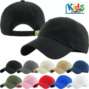 KIDS CHILDREN'S GIRL'S BOYS LOW PROFILE 100% COTTON ADJUSTABLE BASEBALL CAP NEW - Picture 1 of 1