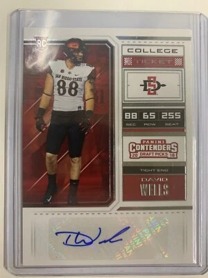 2018 Panini Contenders Draft Picks College Ticket Auto David Wells San Diego St - Image 1 of 2