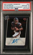 Justin Fields 2021 Clearly Donruss #53 Rated Rookie Auto RC PSA 10/10 POP 1