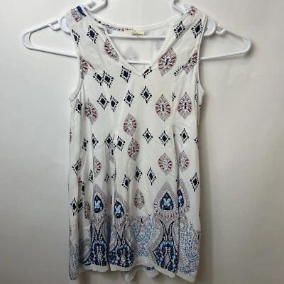 Vestido sin mangas de lino para mujer Entro blanco diamante azul sin mangas cuello en V talla S Foto 1 de 4