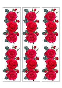 RED ROSES CAKE ICING | WAFER PAPER | STRIPS | BIRTHDAY CAKE RIBBON - Picture 1 of 1