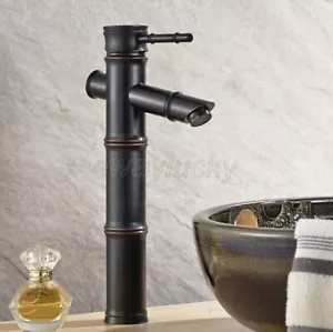 Oil Rubbed Bronze Bamboo Shape Bathroom Sink Vessel Faucet Basin Mixer Tap nf077 - Picture 1 of 6