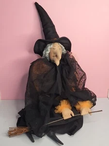 Joe Spencer Gathered Traditions "Gerty" Witch Doll w/Broom Retired - Picture 1 of 13