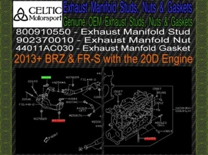 Genuine Subaru OEM Exhaust Manifold Gaskets + Stud & Nut Kit 2013+ BRZ FR-S 20D - Picture 1 of 1