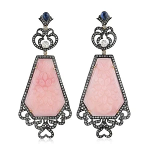 Orecchini San Valentino pendenti in argento sterling 925 con zaffiro opale di... - Foto 1 di 6