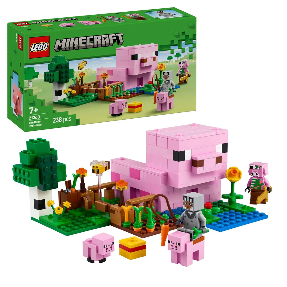 LEGO 21268 Minecraft Das Babyschwein-Haus, 2 Schweine, Biene, Zombie-Piglin - Bild 1 von 4
