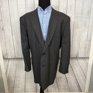 Pronto Uomo 56L Grayish Brown Houndstooth 100% Wool 2-Button Sports Coat Jacket - Picture 1 of 8
