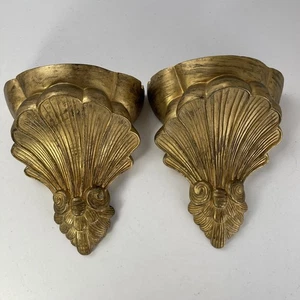 Paar Vintage Holz Wandlampen Gold vergoldet Oberfläche Neoklassizistisch Rokoko Revival Stil - Bild 1 von 9