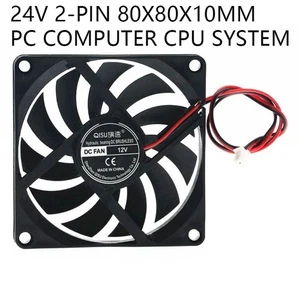 2-Pin 80x80x10mm PC Computer CPU System Heatsink Brushless Cooling Fan 8010 24V - Afbeelding 1 van 6