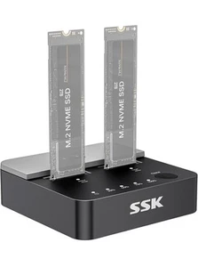 NVMe SSD Cloner, M.2 Duplicator Dual Bay NVMe Enclosure, Tool-Free 20Gbps USB3.2 - Photo 1/9