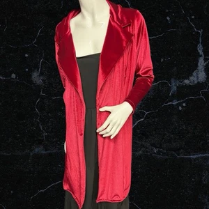 BNWOT Boohoo Red Velvet Style Long Jacket Size 18 - Picture 1 of 1