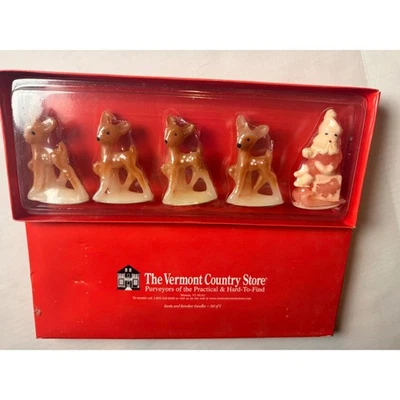 The Vermont Country Store Santa and Reindeer Candle Set 5 Handcrafted Christmas - Image 1 of 4