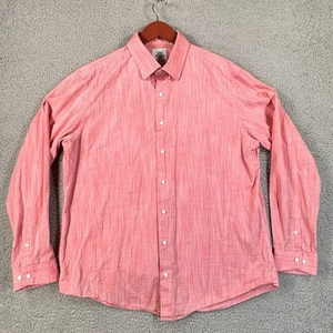 Ben Sherman Shirt 17 33-35 Tailored Slim Fit Stretch Pink Long Sleeve Preppy - Picture 1 of 10
