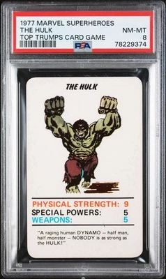 1977 MARVEL SUPERHEROES THE HULK TOP TRUMPS CARD GAME PSA 8 NM-MINT RARE!!! - Image 1 of 2