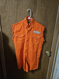 2016 Biketoberfest orange ärmelloses Demin Shirt Vintage - Bild 1 von 7