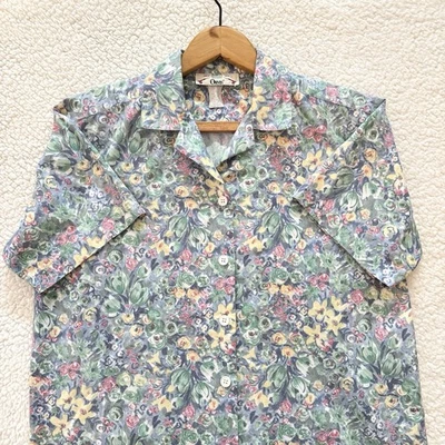 Blusa Camisa Floral Mediana Vintage Años 80 90 Orvis Para Mujer Manga Corta Cottagecore Foto 1 de 4