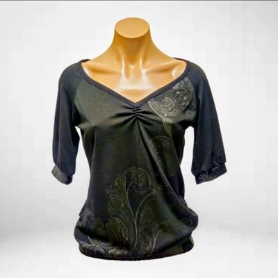 Rocawear Black Embellished Y2k Sequin Top Women's Size Small Urban Streetwear  - Image 1 of 4