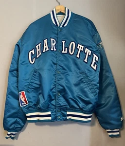 Vintage Starter Charlotte Hornets Jacke Satin Bomber Made In USA 90s Herren XL - Bild 1 von 11