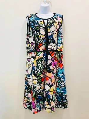 SPENSE SLEEVELESS FLORAL A-LINE DRESS SZ 14 ZIP BEACHY HAWAIIAN WITH POCKETS - Image 1 of 4
