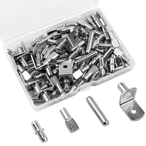 104 Stck. Regal Heringe Kit, Verbesserte Regal Stifte 4 Stile, 5 mm & 1/4 Zoll Nickel Sh... - Bild 1 von 7