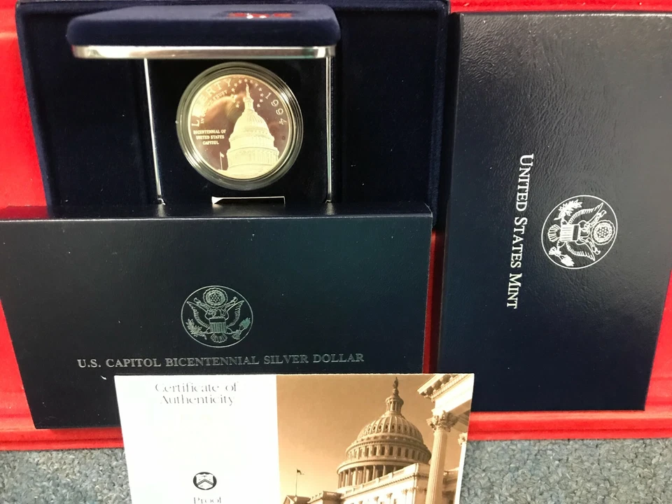 1994-S U.S. CAPITOL BICENTENNIAL Proof Silver Dollar  Coin Box and COA - Image 1 of 1