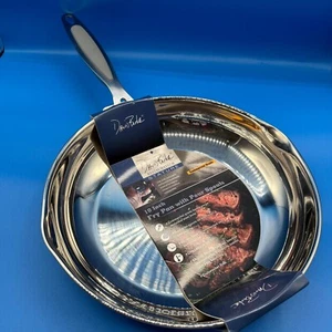 David Burke Stature 10" Pro Heavy Stainless Dual Pour Spouts Skillet Frying Pan - Picture 1 of 9