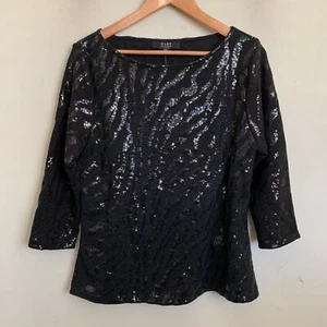 Alex Marie Pullover schwarz Strick Pailletten Design Pullover 3/4 Ärmel Größe PXL NEU - Bild 1 von 9