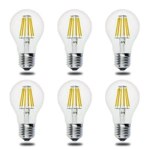 6X E27 Glühfaden LED Birne Lampenschirm Vintage COB Glas Lampe Kerze A60 - Bild 1 von 4
