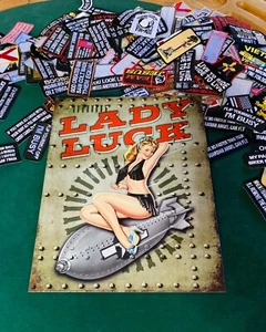 LADY LUCK BOMB Tin Metal Sign Wall w/ FREE PATCH decor vintage man cave biker - Picture 1 of 2