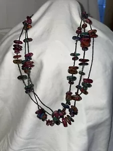 Triple strand necklace with multicolor polished Beads￼ - Picture 1 of 3