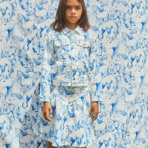 MOLO NWT Denim 2 Piece Set Horses Western Cowgirl Country Blue White Girls 6 - Picture 1 of 16