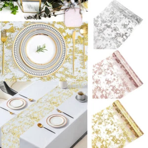 Glitter Foil Metallic Thin Mesh Table Runner Roll Wedding Banquet Party Decor - Picture 1 of 54