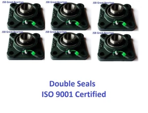 (Qty.6) UCF207-23 square flange bearings double seal four bolts 1-7/16 UCF207 - Picture 1 of 5