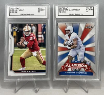 Brock Purdy & Christian Mccaffrey Rookie Set Clasificado 10 Gemas Como Nuevo 2017 y 2023 Hoja Foto 1 de 4