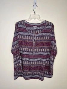 RuffHewn Women's 1X Long Sleeve 1/2 Snap Front Pullover Top EC - Picture 1 of 10