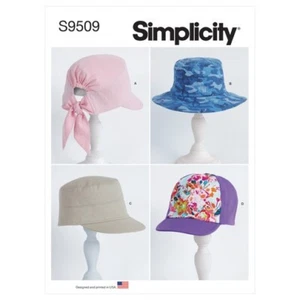 Simplicity Sewing Pattern 9509 Mens Womens' & Children's Hats & Caps 4 Styles - Picture 1 of 8
